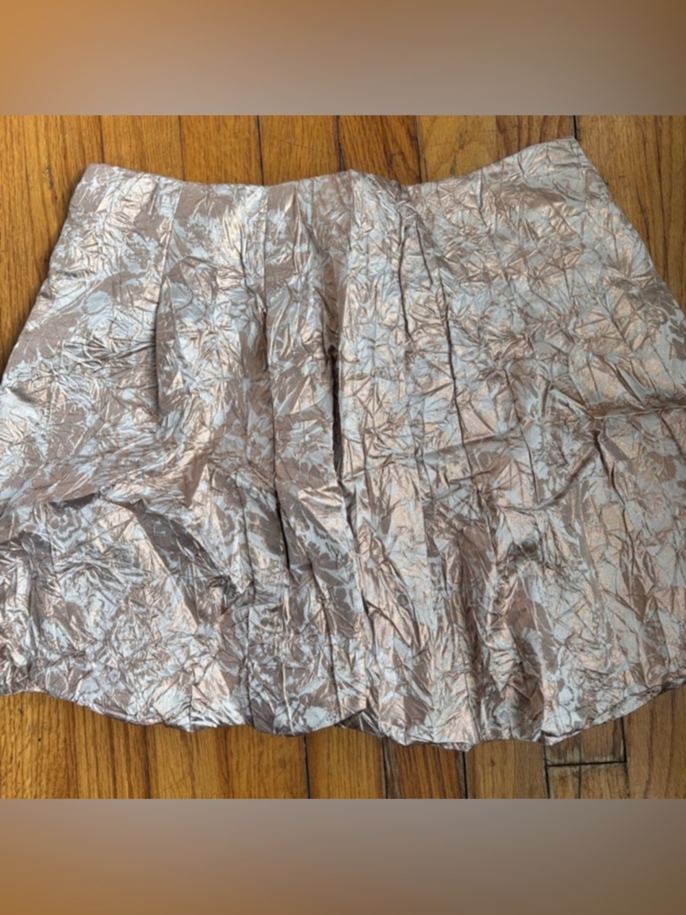J Crew crinkled bubble  rear Shimmer crinkledTextured Bubble Hem Mini Skirt